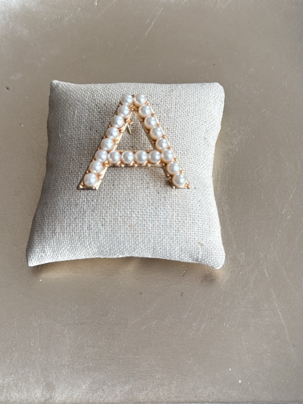 Pearl Initial 'A' Statement Pin - Gold Pearl NEW Gift Fashion Personalized